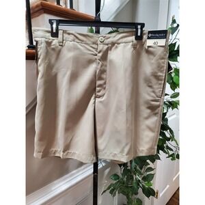 Weekender Men's Cream 100% Polyester Mid Rise Fixed Waist Casual Shorts Size 40